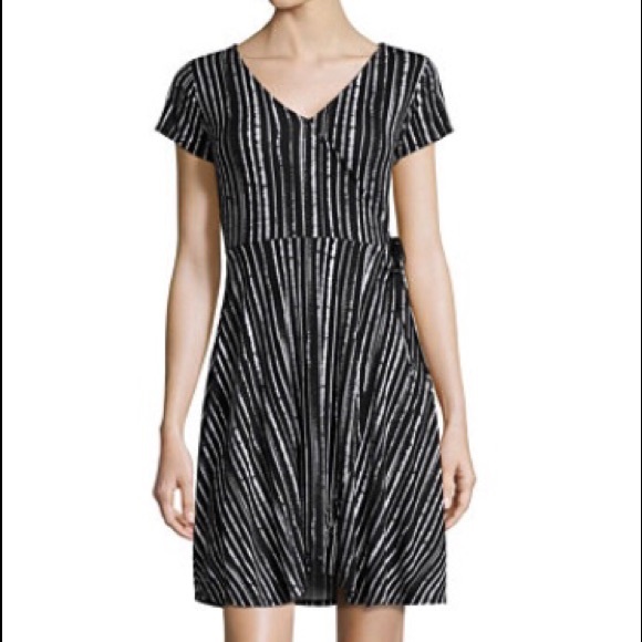 black skater wrap dress